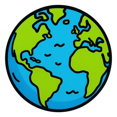 cartoonish planet earth sphere with bright colors, no background sticker