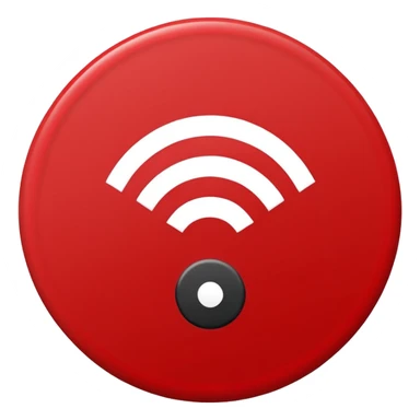 Minimalist “No Wi-Fi” icon, flat vector style on white background. A clean black Wi-Fi signal symbol inside a bold red circle with a diagonal clearly shows no internet connection or poor connection. No text, shadows, or extra details sticker