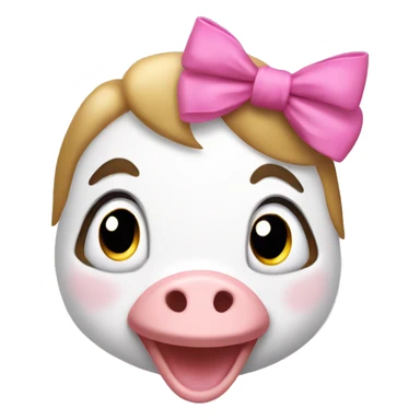 Goose silly face pink bow pigtails on top of head wink sticker