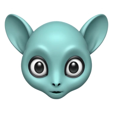 teal smooth alien with two rounded ears and big pure black eyes sticker
