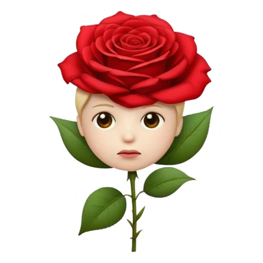 una faccina emoji triste che porge una rosa di fronte sticker