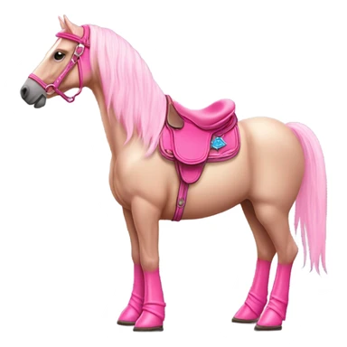 A pink horse shown from the side, wearing a pink cowboy hat with pink boots  sticker