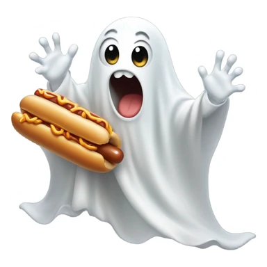 Ghost eating hotdog  sticker