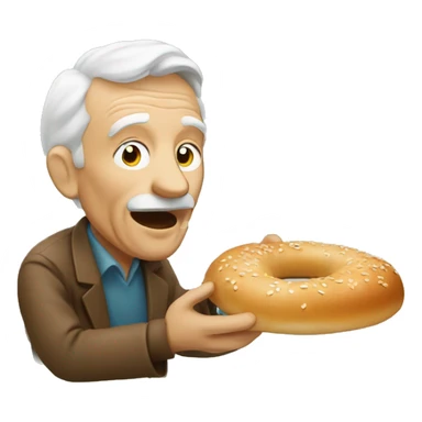 Old man eating his bagels sticker