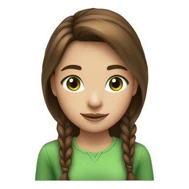 a girl with brown hair and green streaks in it, with green eyes and freckles sticker