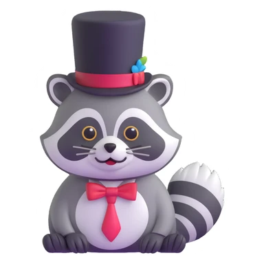 raccoon tipping top hat sticker