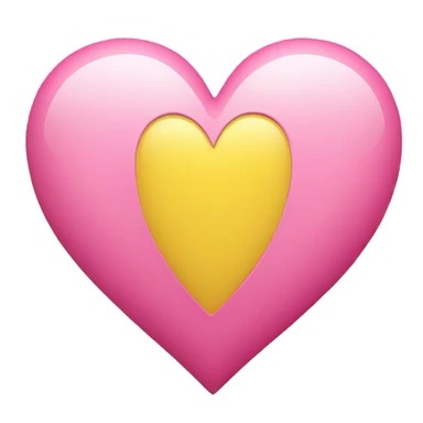half pink half yellow heart sticker