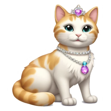 Magical princess-cat with tiara and necklace full body sticker