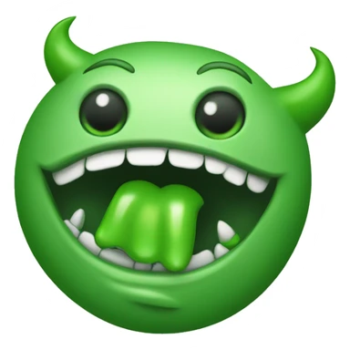 Create a green devil drooling sticker