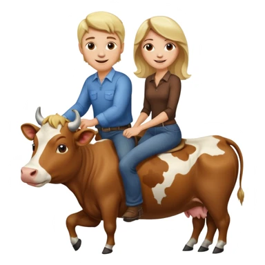 WBlond man and brown hair woman riding a cow sticker