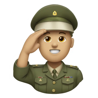 Soldier saluting. Tear drop sticker