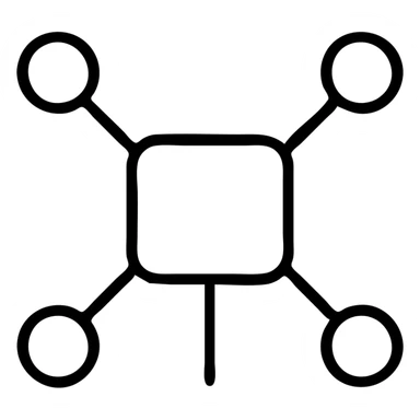 minimalist outlined mindmap icon with nodes and connecting lines sticker