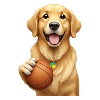 Golden retriever holding ball sticker