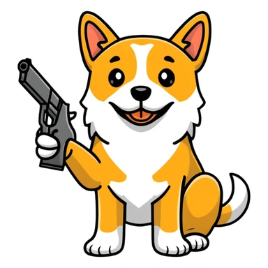 Dog with a gun sticker
