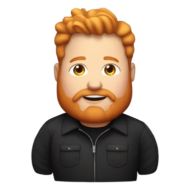 fat guy in black jacket with ginger beard and ginger hair eating Chicken Wing sticker