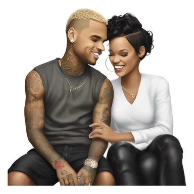 Hyper Realistic Chris Brown  and Rhianna romantic photo  sticker