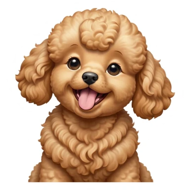 Cinematic Cute Yawning Apricot Poodle Portrait Emoji, Head tilted slightly with a dramatic, wide-open yawn, displaying a soft, curly apricot Fur with delicate texture, floppy ears slightly drooping, round warm eyes barely open in drowsy contentment, Simplified yet irresistibly adorable features, highly detailed, glowing with a soft, cozy glow, high shine, relaxed yet expressive, stylized with a touch of whimsy, bright and endearing, soft glowing outline, capturing the essence of a sleepy yet affectionate companion, so drowsy it feels like it could stretch right out of the screen and curl up for a nap! sticker