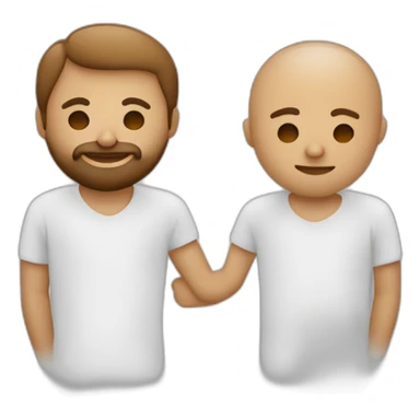 un abrazo de un hombre blanco sin pelo y con barba a una mulata sticker