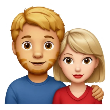 Daniel Tiger and Taylor Swift together, friendly and cheerful, both smiling, simple and expressive 2D emoji style sticker