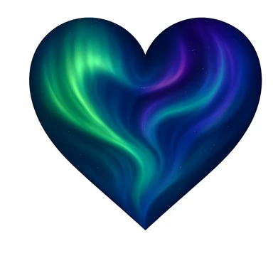 heart with a swirling aurora borealis effect sticker