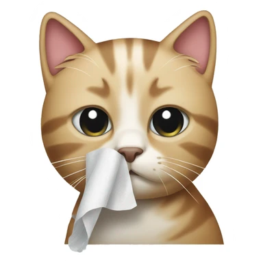 cat with tissue sticker