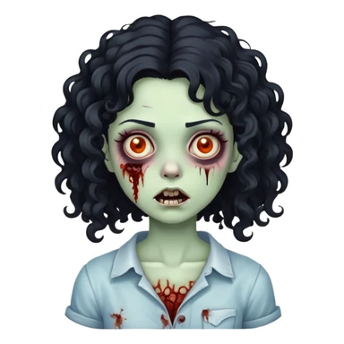 Zoombie Girl Emoji curly hair  sticker