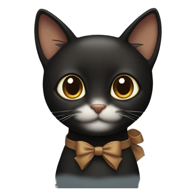 Black cat with brown bow sticker