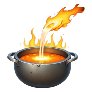 The crucible pours out metal, pixels. sticker