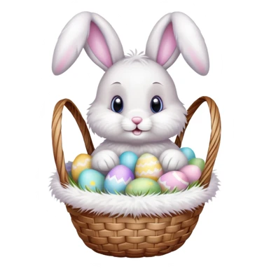 Easter bunny with colorful eggs sticker