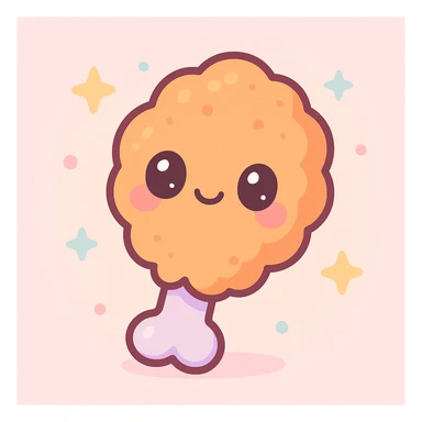 fried chicken, kawaii style, cute face, blushing cheeks, small size sticker