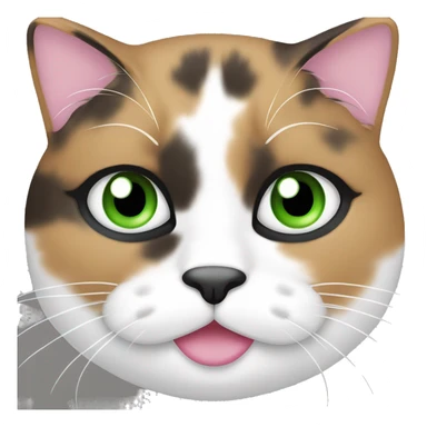 Fat calico cat with green eyes and pink nose sticker