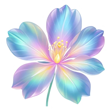 Pastel iridescent transparent luminescent aesthetic flower sticker