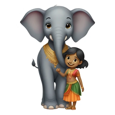 Baby elephant with Indian girl  sticker