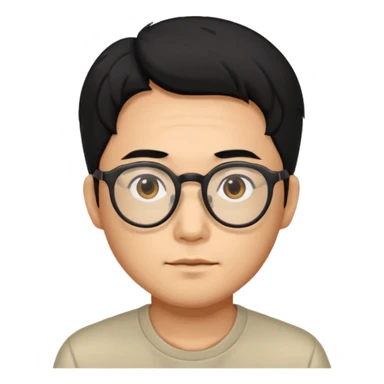 Korean man, black hair, glasses sticker