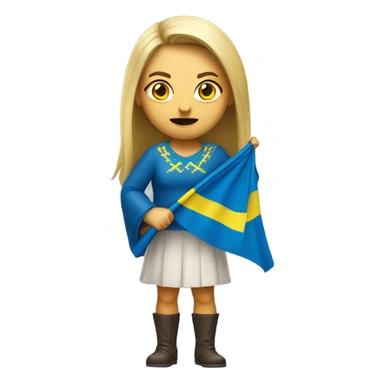 super-realistic angry female Ukrainian holds the ukranian flag sticker