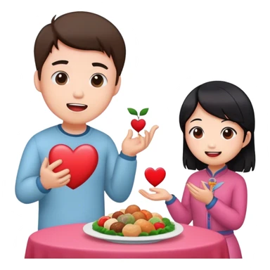 White guy asking Asian to valentine with food sticker