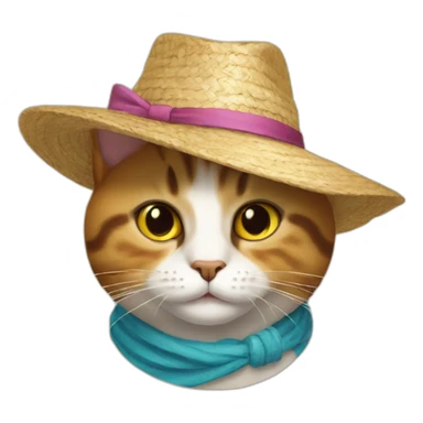 cat wearning strawhat sticker