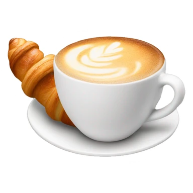 Cup of cappuccino with croissant sticker
