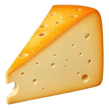 Wedge of Saint-Nectaire cheese, mottled orange-grey rind, pale yellow supple interior, cut surface smooth with slight sheen and a few tiny holes, rustic lightly wrinkled rind, no board or extras, soft lighting, subtle shadows, emoji scale sticker