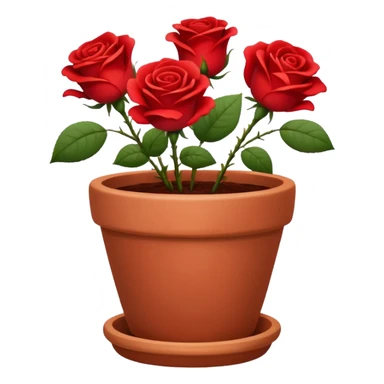 flower pot with red rose flowers sticker