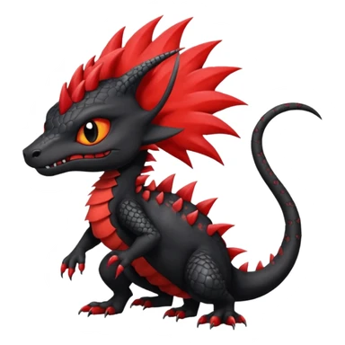 Fiery gothic evil black and red salandit-Liten-torracat with a red Mohawk  sticker