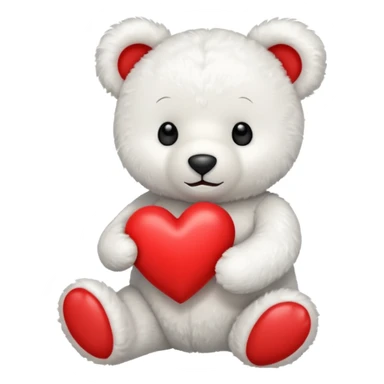 white teddy bear hold red heart sticker