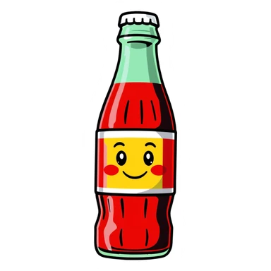 cute Coca Cola bottle character with a smiling face sticker