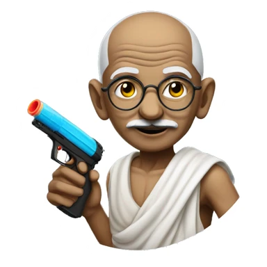 gandhi with a watergun sticker