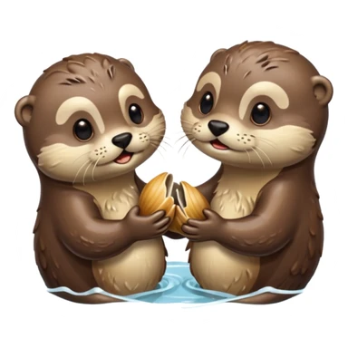 two otters fighting over a clam sticker