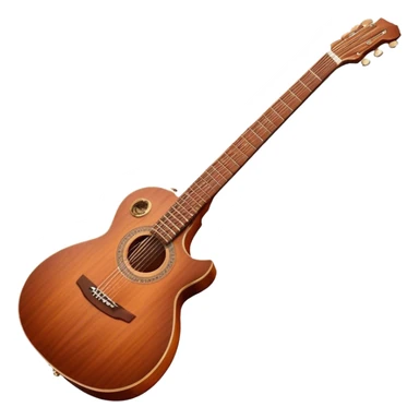 Cinematic Realistic Guitar, smooth mahogany body with intricate wood grain, steel strings reflecting soft light, gentle hand positioning on the fretboard, glowing with warmth and musical soul. sticker