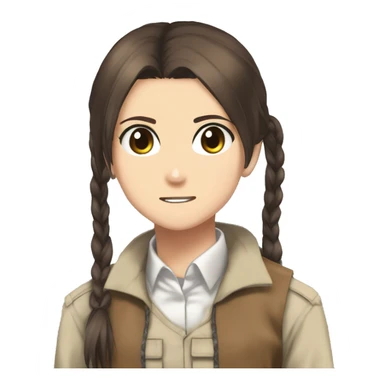 Sasha Braus brown hair in a ponytail brown eyes anime attack on titan sticker