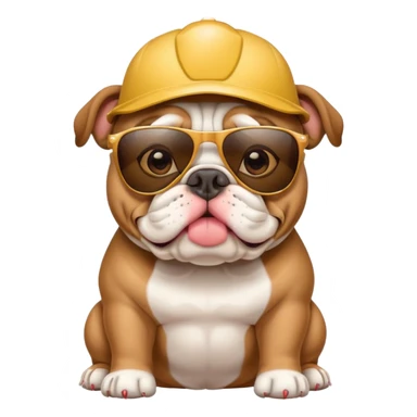 bulldog wearing sunglasses and security hat sticker