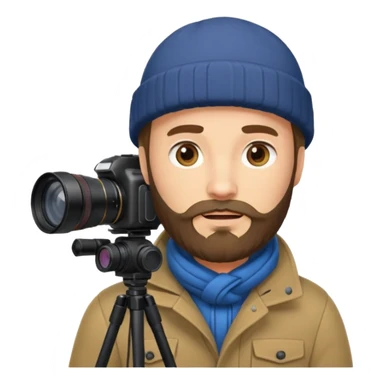 bearded fotographer with winter clothes sticker
