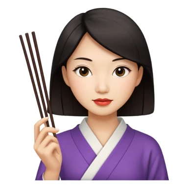 A lady holding chopsticks   sticker